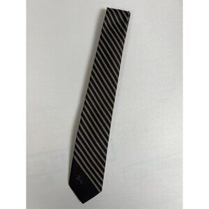 Givenchy Men's Vintage Striped Silk Tie Black Beige Paris Designer Luxury Access